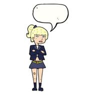 cartoon cool girl with speech bubble N33