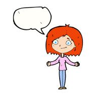 cartoon woman shrugging shoulders with speech bubble N590