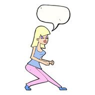 cartoon crazy dancing girl with speech bubble N12