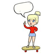 cartoon skater girl with speech bubble N12