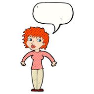 cartoon woman shrugging shoulders with speech bubble N591