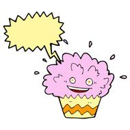 cartoon exploding cupcake with speech bubble N4