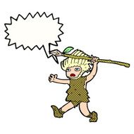 cartoon caveman with speech bubble N11