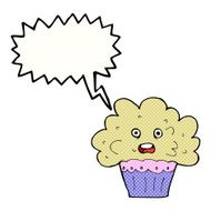cartoon big cupcake with speech bubble N3