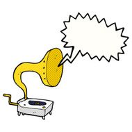 cartoon gramophone with speech bubble N4