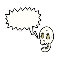 funny cartoon skull with speech bubble N25