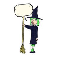 cartoon witch with speech bubble N12