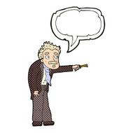 cartoon man trembling with key unlocking speech bubble N11