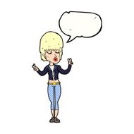 cartoon cool girl with speech bubble N34