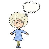 cartoon bitter old woman with speech bubble N24