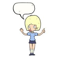 cartoon woman explaining her point with speech bubble N46