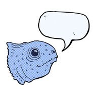 cartoon fish head with speech bubble N10