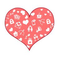 Vector Cartoon Heart with Valentines Pattern Fill