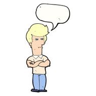 cartoon man with folded arms speech bubble N35