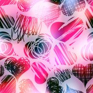 Grunge hearts on blur pink background