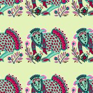 ethnic seamless pattern fabric with unusual tribal animal N5