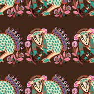 ethnic seamless pattern fabric with unusual tribal animal N6