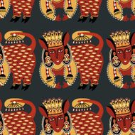 ethnic seamless pattern fabric with unusual tribal animal N18