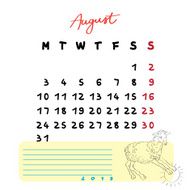 August sheep calendar 2015 N2