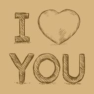 Vector Sketch Illustration - I Love You N2