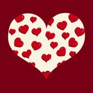 Vector Cartoon Beige Heart with Love Pattern Fill
