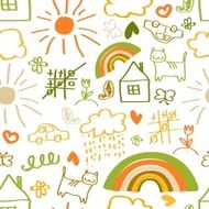 Children drawing seamless pattern N6