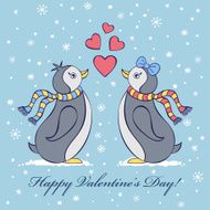 valentine&#039;s card with penguines