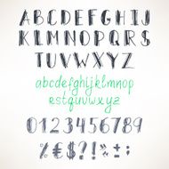 gray and green hand-drawn font