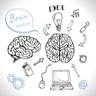 Doodles icons brain set N2