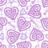 Pink seamless pattern with hearts on a backround