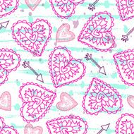 Pink seamless pattern with hearts on a backround N2