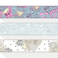 Set of seamless borders with oak leaves and acorns