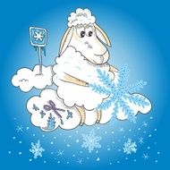 Sheep with snowflakes