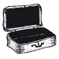 Hand drawn open empty suitcase