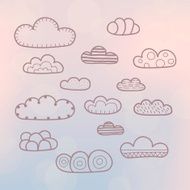 Set of hand drawn doodle clouds