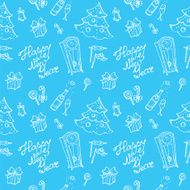 Vector doodle New Year seamless pattern in sketch style on