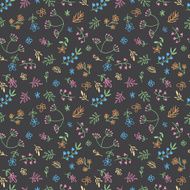 Vector hand drawn doodle flower seamless pattern