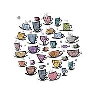 Frame with ornate mugs Sketch for your design