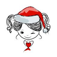 Santa girl portrait sketch for your design N4