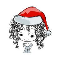 Santa girl portrait sketch for your design N5