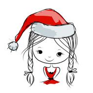 Santa girl portrait sketch for your design N9