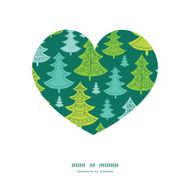 Vector holiday christmas trees heart silhouette pattern frame