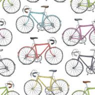 Vintage Bicycle Hand Drawn Seamless Pattern