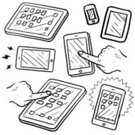 Mobile devices tablets and smartphones vector sketch