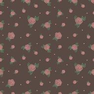 Vector minimalistic vintage retro rose flowers seamless pattern