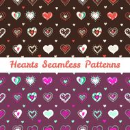 Vector bright hand drawn doodle hearts St Valentine Day seamless