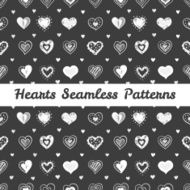 Vector black and white hand drawn hearts St Valentine Day