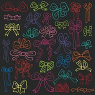 Colored outline gift bow set Doodle style