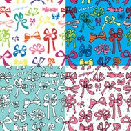 Colored gift bow seamless pattern Holiday doodle