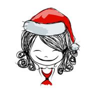 Santa girl portrait sketch for your design N10